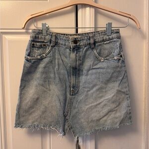 Washed Light Blue Denim Skirt